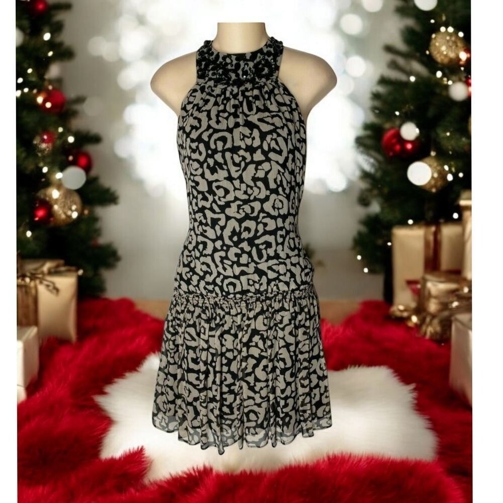 INC International Concepts Sleeveless Ruffled Abstract Print Party‎ Silk Dress14 - Picture 4 of 14